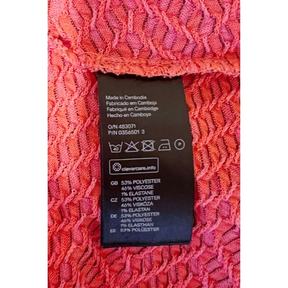 NWOT Geometric Coral Fitted Shirt Dress | H&M Mod Knit Work Office Casual - Picture 4 of 5